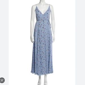 Ganni Blue Floral Maxi Wrap Dress